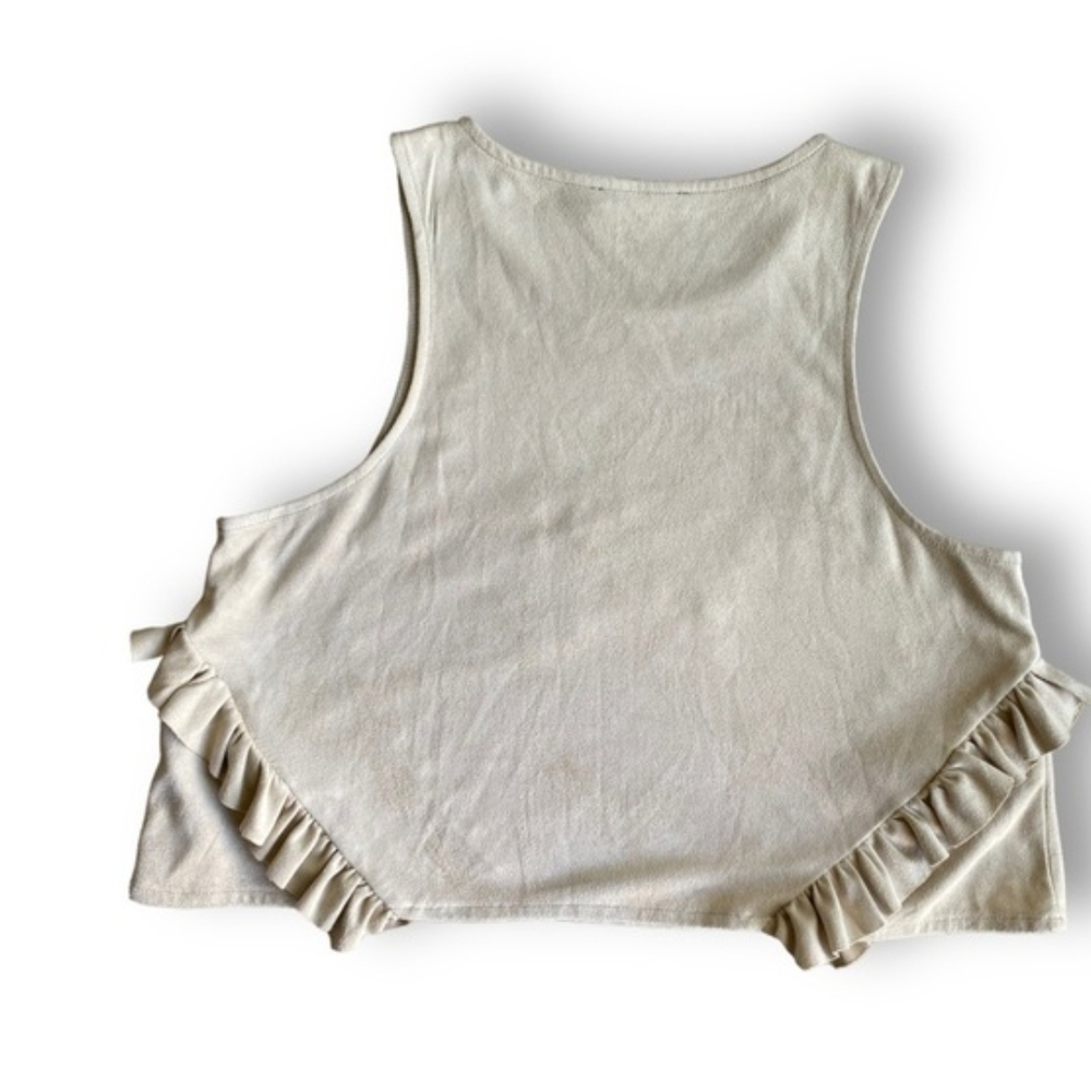 Zara Cream Cropped Tank with Orange Embroidered Floral - Picture 2 of 4